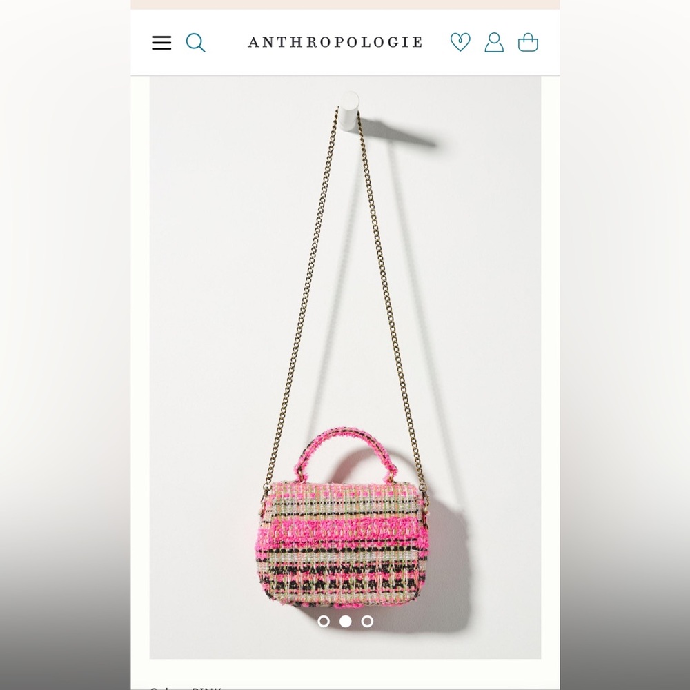 Anthropologie Pink Tweed “Cara” Crossbody Bag